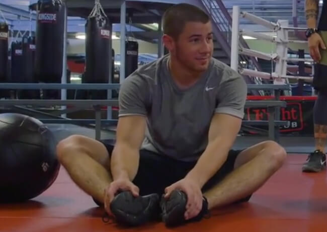 Nick Jonas sweating and answering questions