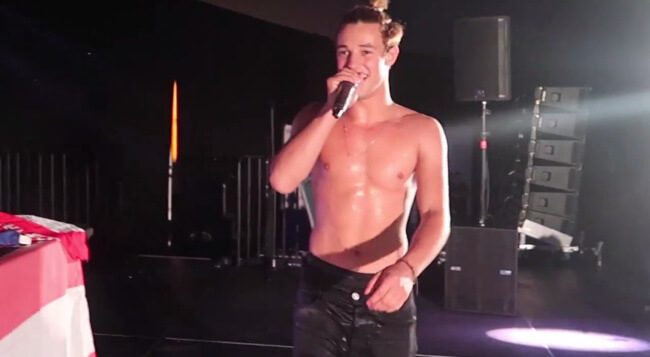 Cameron Dallas wet on stage