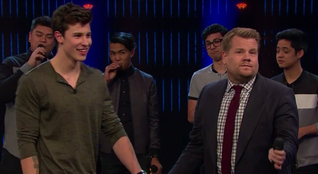 Shawn Mendes with James Corden