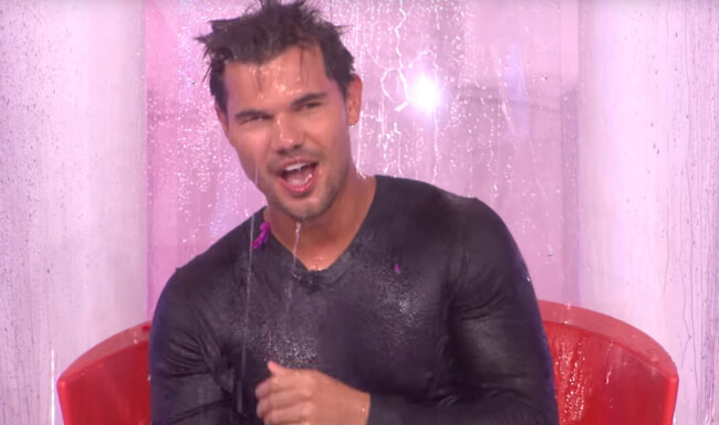 Taylor Lautner getting wet on The Ellen Show