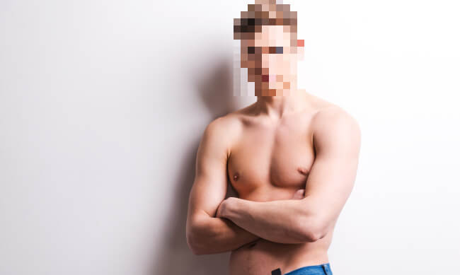 Handsome man censored
