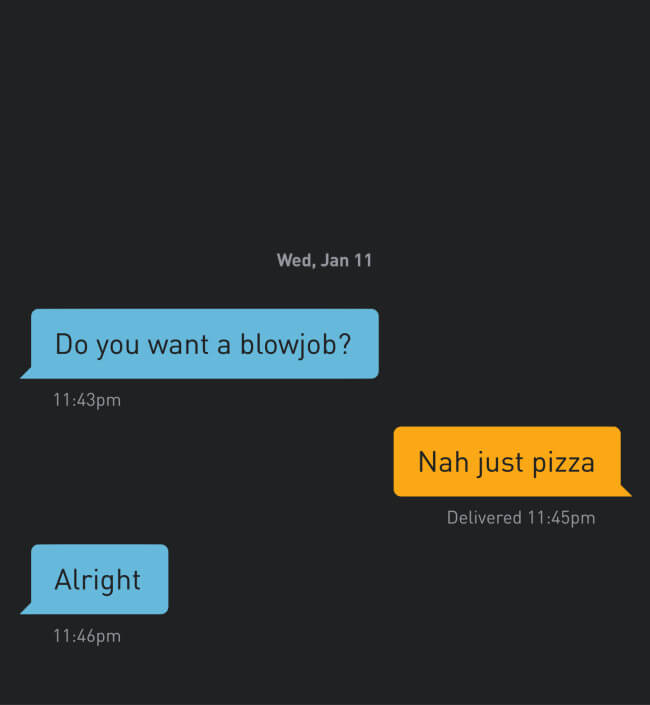 grindr pizza blowjob