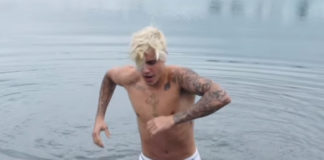 Justin Bieber in water