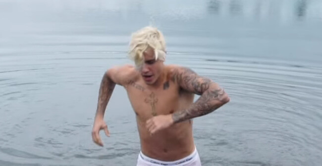 Justin Bieber in water