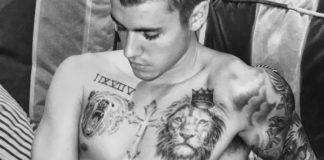 Justin Bieber shirtless tattoos