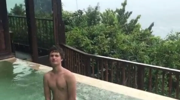 Ansel Elgort nude skinny dipping in Thailand