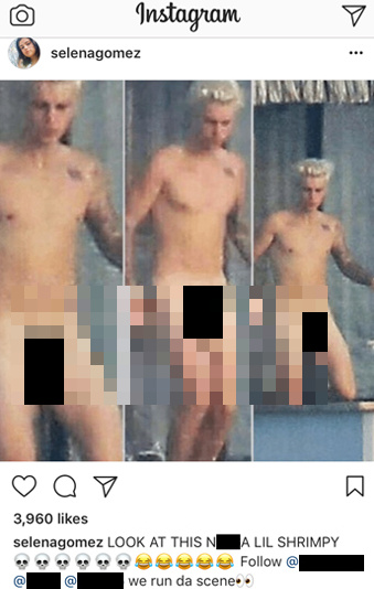 Justin Bieber And Selena Gomez Porn - Hackers Post Justin Bieber's Nude Photos On Selena Gomez' Instagram Account  | GayBuzzer