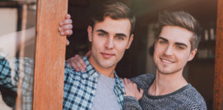 Gay couple standing