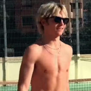 Ross Lynch shirtless tennis