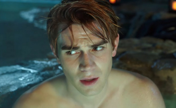 KJ Apa hot tub scene