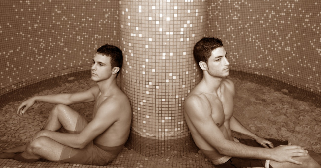 Two men in spa