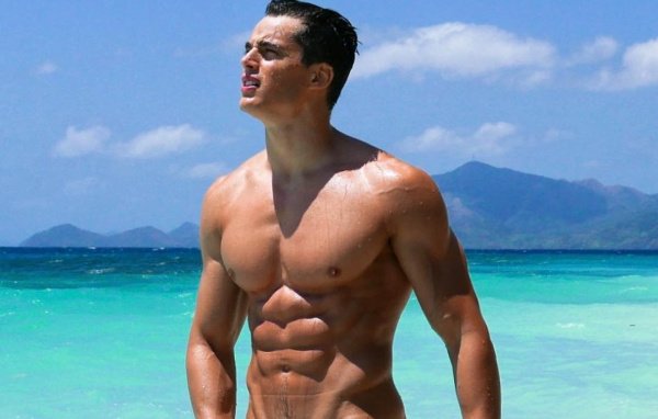 Pietro Boselli naked on the beach