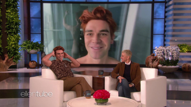 KJ Apa naked on Ellen